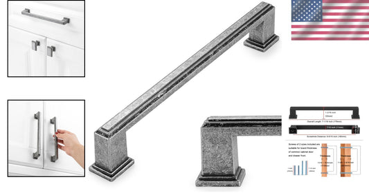 Classic Stepped Bar Furniture Handles with Easy Install - Vintage Iron, 10-Pack