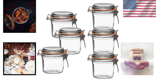 Premium 12oz French Glass Jars with Airtight Seal - Elegant Kitchen Organization