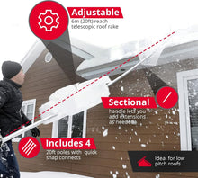 Load image into Gallery viewer, Durable Aluminum Roof Rake - 20 ft Snow Removal Tool for Efficient Clearing