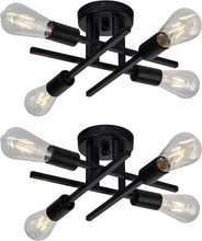 Load image into Gallery viewer, 2-Pack Modern Dimmable 4-Light Semi Flush Mount Ceiling Fixture in Matte Black