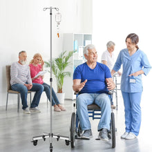 Load image into Gallery viewer, Stainless Steel IV Stand with 5 Legs - Height Adjustable, 2 Detachable Hooks