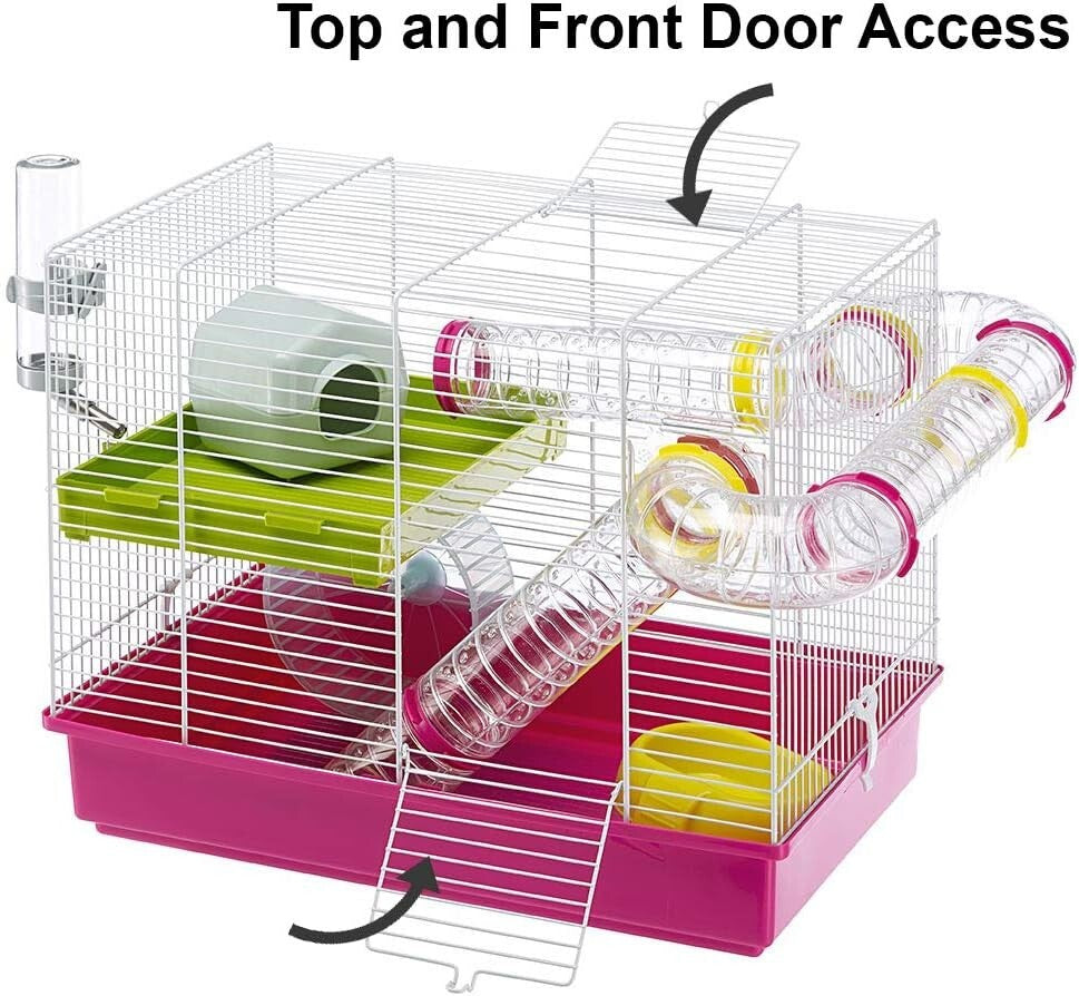 Space-Saving Laura Hamster Cage | Complete with Accessories for Small Breeds