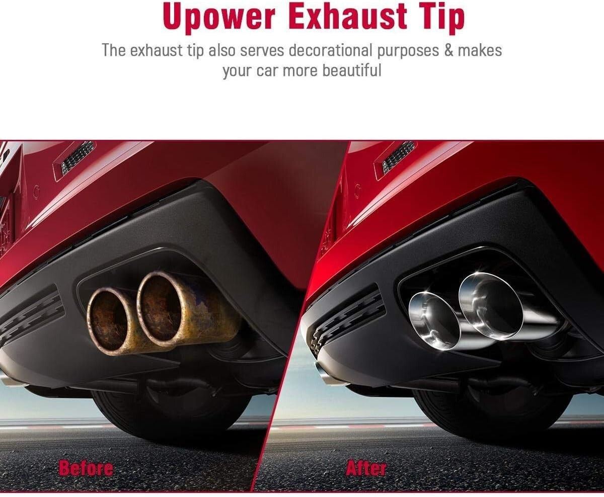 Premium 2.5" to 3.5" Dual Exhaust Tip - Polished 304 Stainless Steel Tailpipe