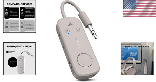Lightweight 20-Hour Battery Bluetooth Adapter for AirPods & Headphones on Planes