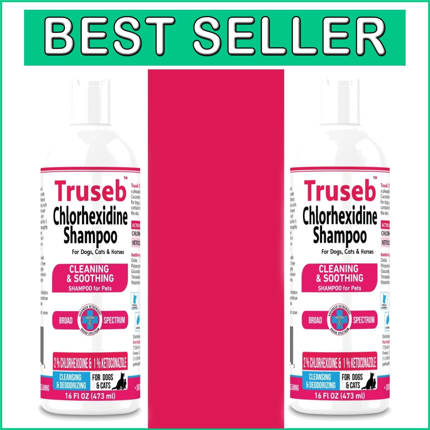 Ketoconazole & Chlorhexidine Shampoo for All Pets – 32 oz Duo Action Care