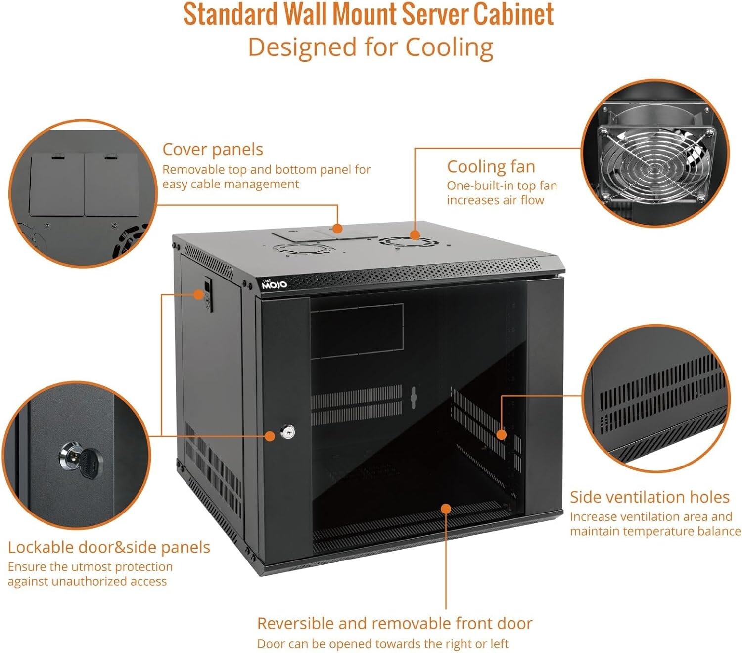 Stylish 9U Server Cabinet with Locking Glass Door - Ideal for A/V Equipment