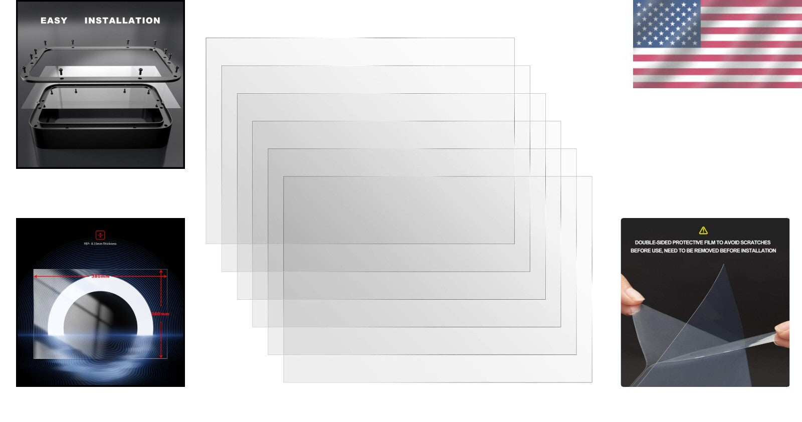 Durable 6PCS FEP Film for ELEGOO Jupiter and Anycubic Photon M3 Max - 380x260mm