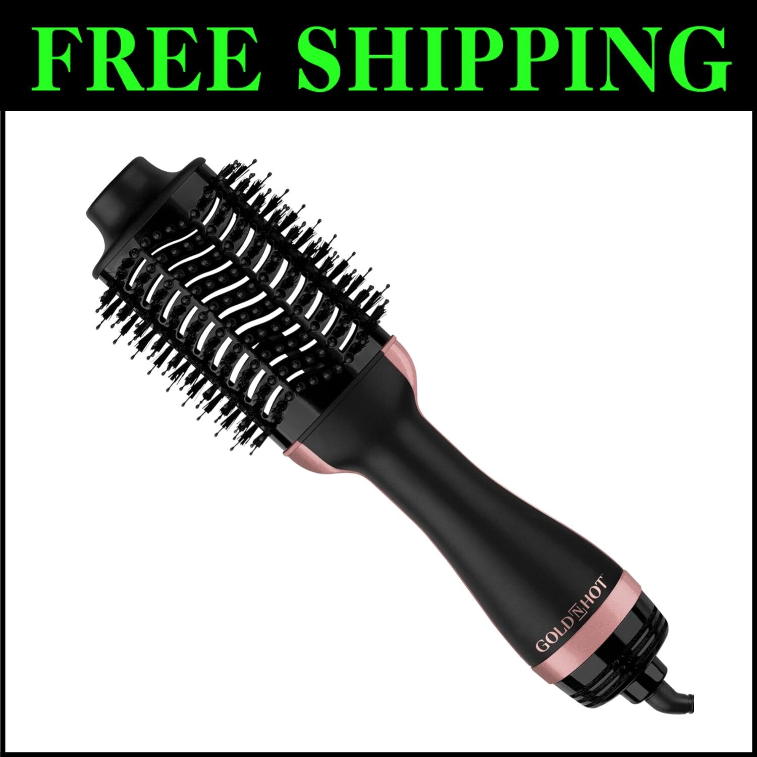 Unique Oval Hair Dryer & Styler - Pink-Black Ionic Technology for Frizz Control