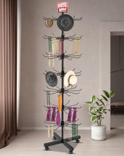 Load image into Gallery viewer, Spinning Black Metal Display Rack - Adjustable Height for Hats, Jewelry &amp; More
