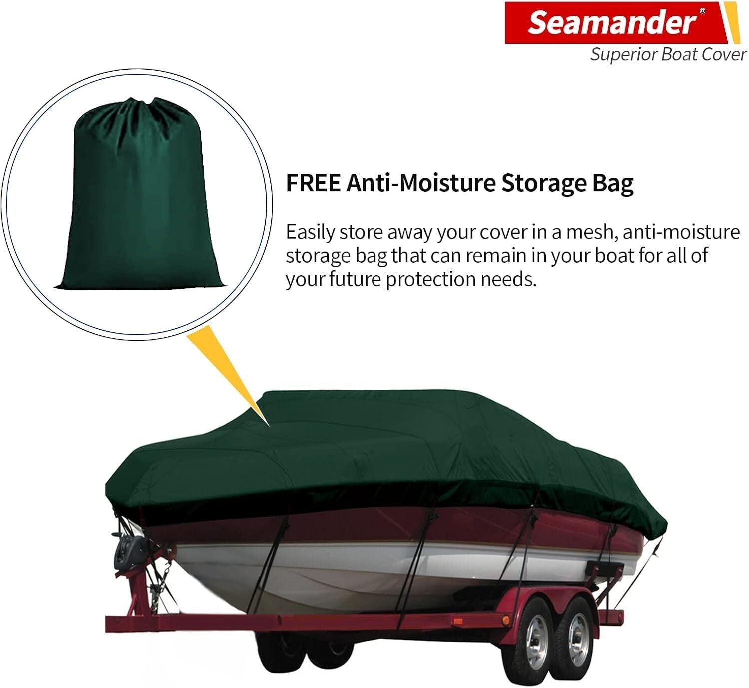 Forest Green Marine Cover for 20'-22' Bass & Runabout Boats - Secure Fit Design