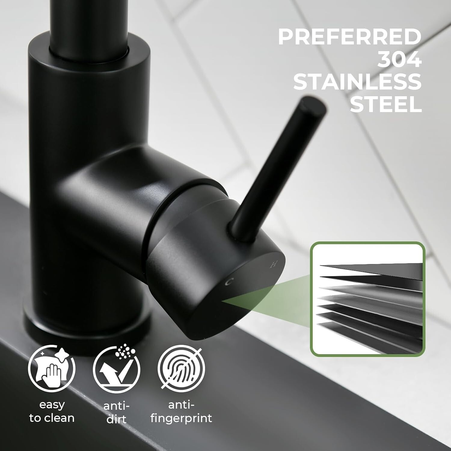 Stainless Steel Touchless Faucet with Smart Motion Sensor - Elegant Matte Black