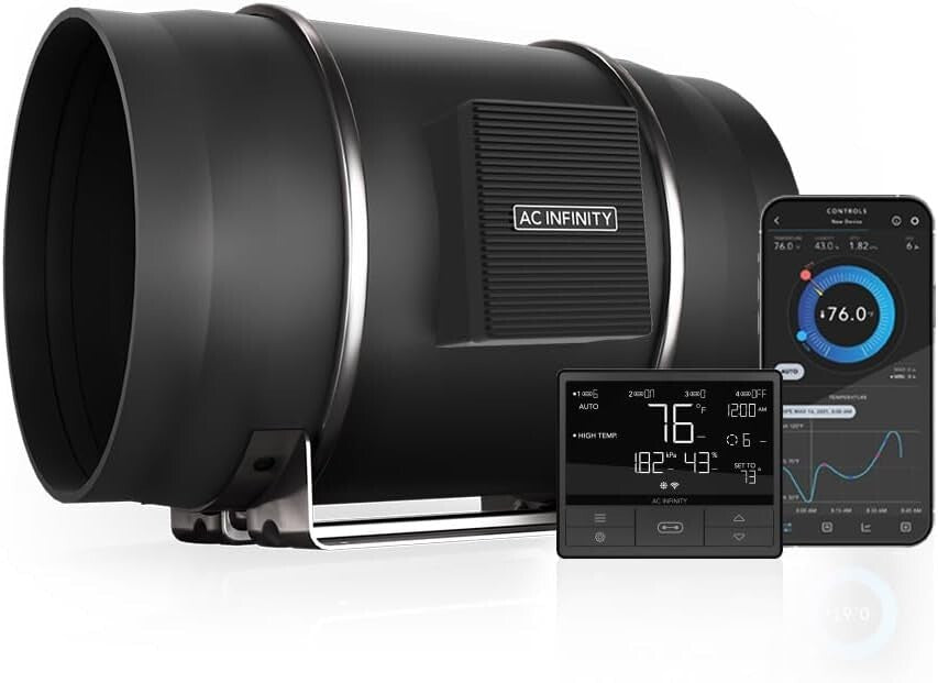 CLOUDLINE PRO T12 - 12" Quiet Inline Duct Fan with WiFi & Temp Control