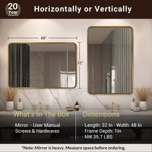 Load image into Gallery viewer, Luxury 48x32 Gold Vanity Mirror - Anti-Rust Stainless Steel Frame for Bathroom