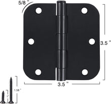 Load image into Gallery viewer, Durable Matte Black 3.5" Door Hinges - 5/8 Radius - 42 Pack with Screws Included