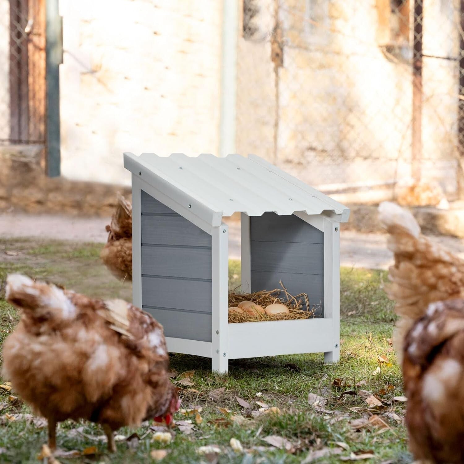 Weather-Resistant Chicken Nesting Box with Easy Installation - Modern Design