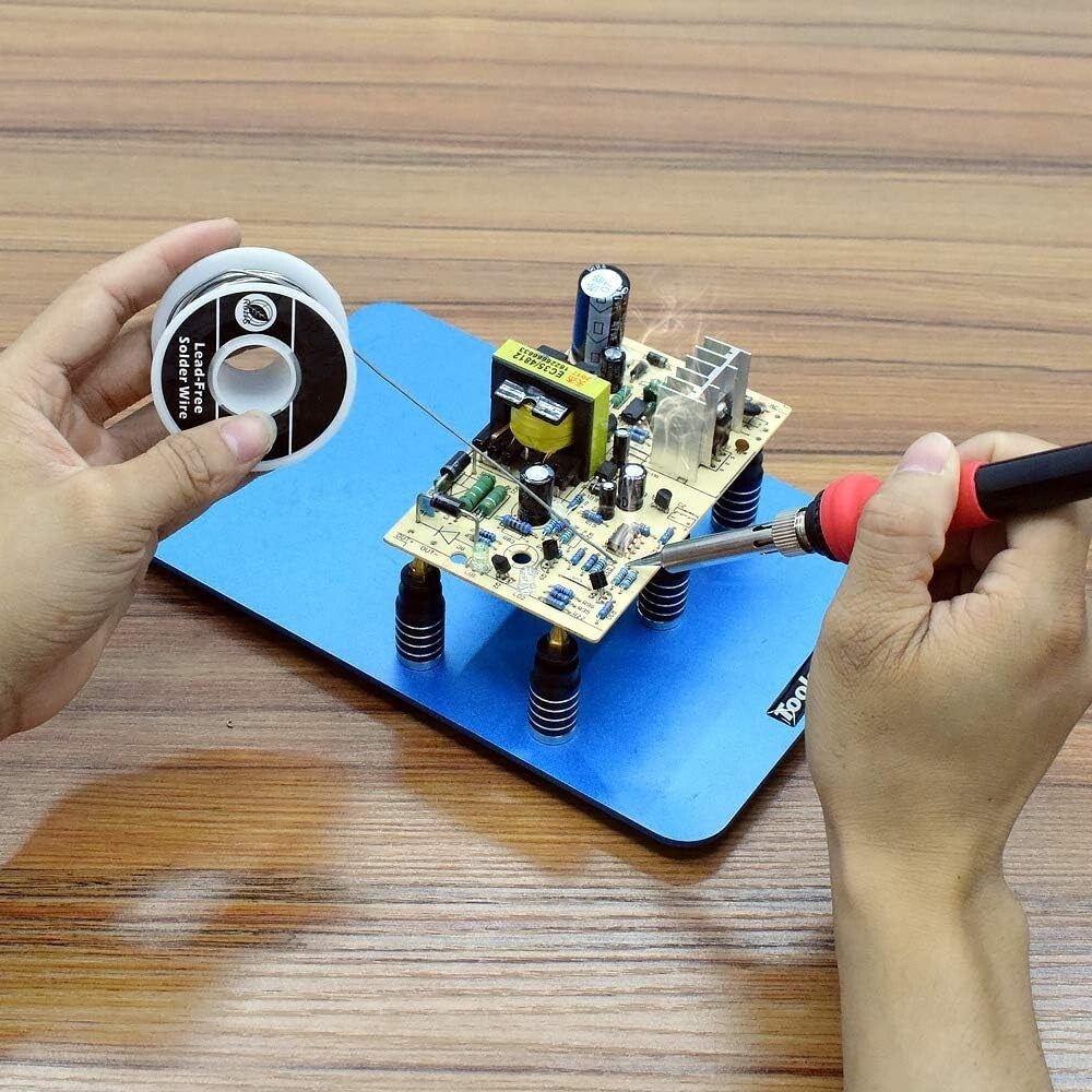 Durable ESD Safe Circuit Board Holder with 6 Metal Pillars for Exact Positioning