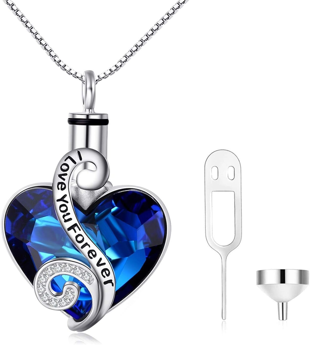 Hypoallergenic Heart Urn Necklace with Austrian Crystals - Memorial Keepsake