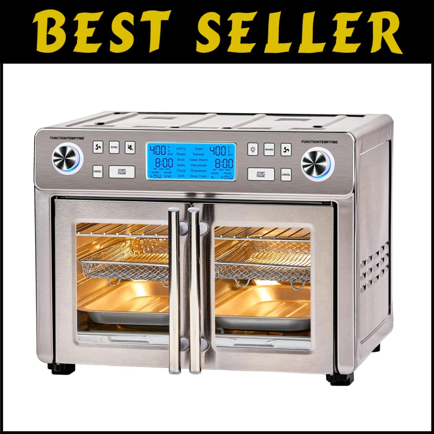 Extra Large 25 QT Dual Zone French Door Air Fryer Oven - Cook Perfect Meals Fast