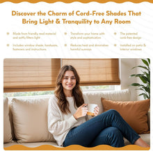 Load image into Gallery viewer, Cordless Bamboo Roman Shades - Semi-Sheer Cocoa Blinds for Stylish Windows