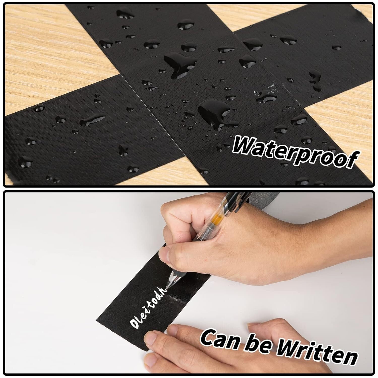 All-Weather 2 Inch Black Duct Tape Bulk - 12 Rolls, Strong Adhesive for Repairs