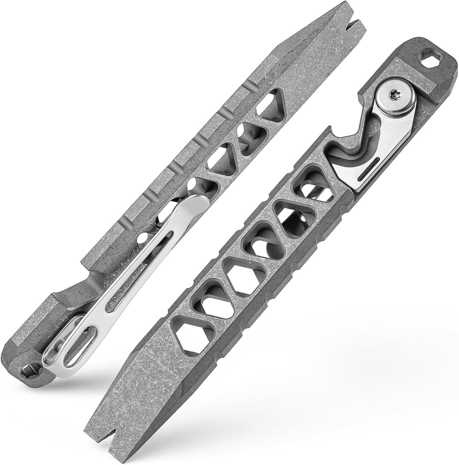 Ergonomic Titanium EDC Pry Bar with Pocket Clip - Ultimate Multitool for Men