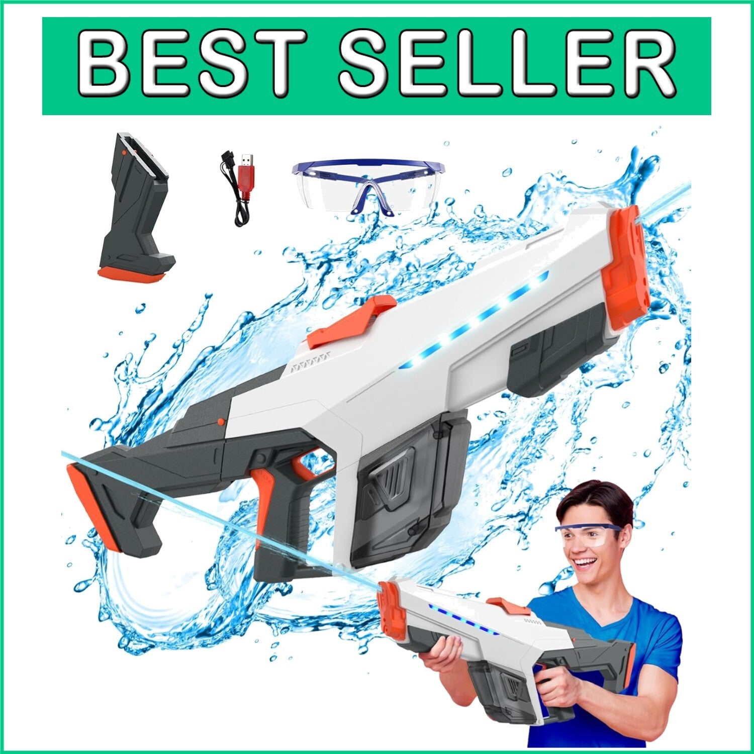 Dual-Mode Electric Water Gun - Automatic Suction & Manual Shooting (32ft Range)