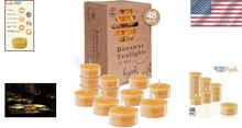 Load image into Gallery viewer, Pure Beeswax Tea Lights - Handmade Unscented Candles, 48 Pack - 4 Hour Burn Time