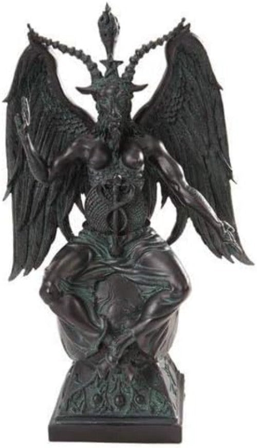 Large Baphomet Statue on Pedestal in Antique Finish - Gothic Home Accent