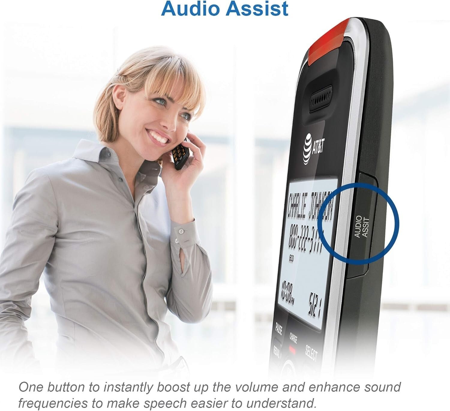 Innovative Silver/Black DECT 6.0 Cordless Phone with 22 Min Answering Machine