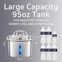 Load image into Gallery viewer, Hygienic 95oz Stainless Steel Cat Water Fountain with Light &amp; Filters Included