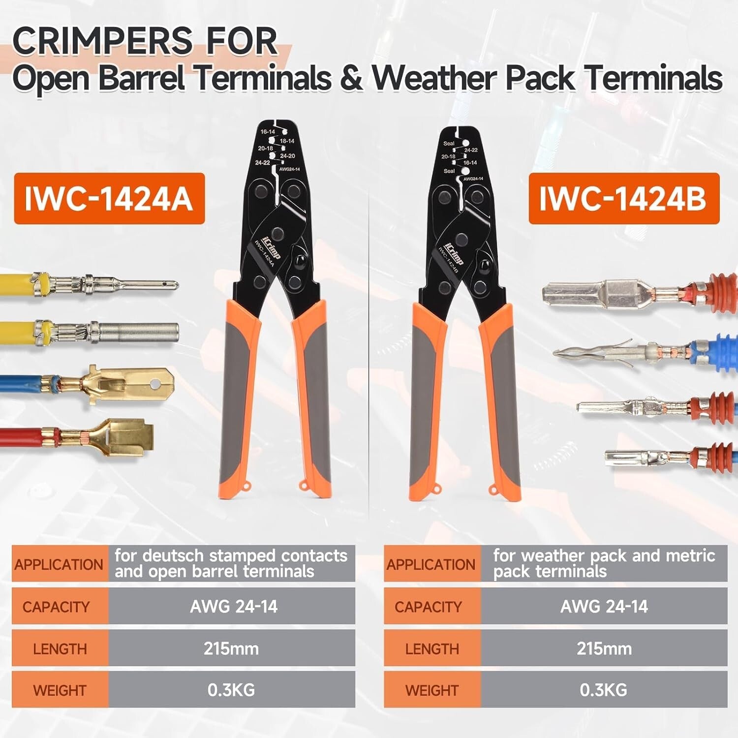 12-Piece Automotive Wiring Crimp Tool Set - Deutsch & Weather Pack Connectors