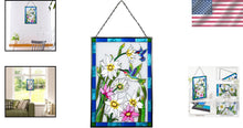 Load image into Gallery viewer, Vibrant Stained Glass Window Hanging, Hummingbird Art Decor, 15 x 10 Inches