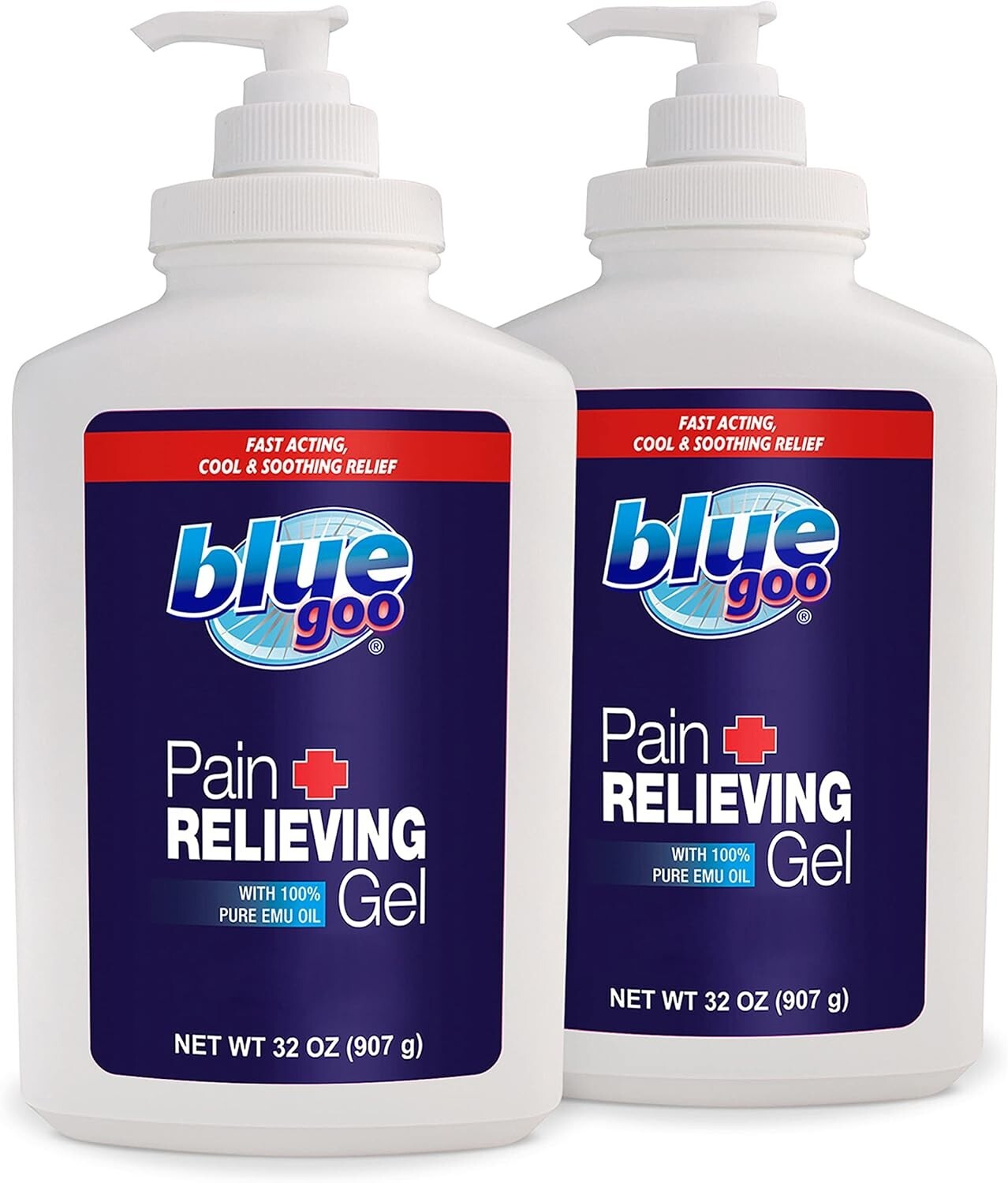 2-Pack 32 oz Emu Oil Pain Relief Gel - Cooling & Soothing Formula for Sprains