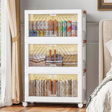 Load image into Gallery viewer, 3 Pack Space-Saving Storage Bins with Lids - Stackable, Foldable Convenience