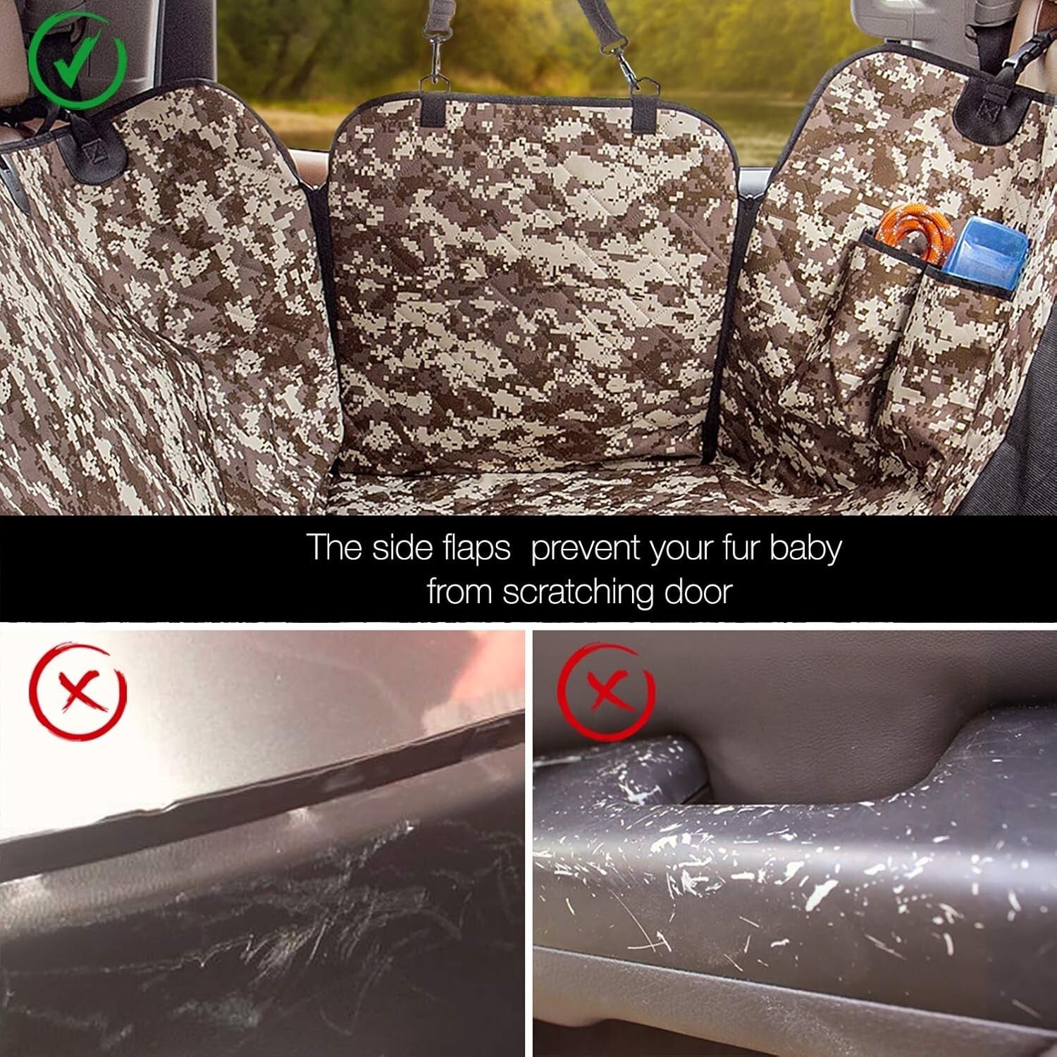 Camouflage Dog Hammock Seat Cover for Trucks - Machine Washable & Universal Fit