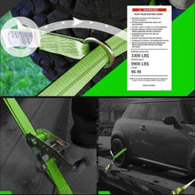 Load image into Gallery viewer, Secure Vehicle Hauling with 4PK 2" x 96" Tie Down Straps - 3300 lbs