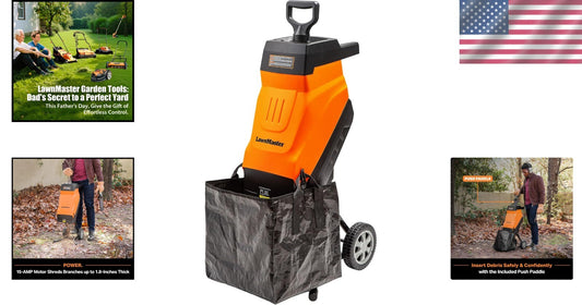 Lightweight 15-Amp Electric Shredder with 1.8'' Cutting Diameter for Yard Debris
