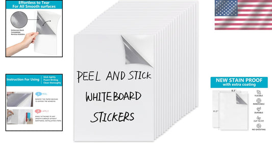 8.3''x11.7'' Dry Erase Stickers - Versatile Vinyl Sheets for Walls, Desks & More
