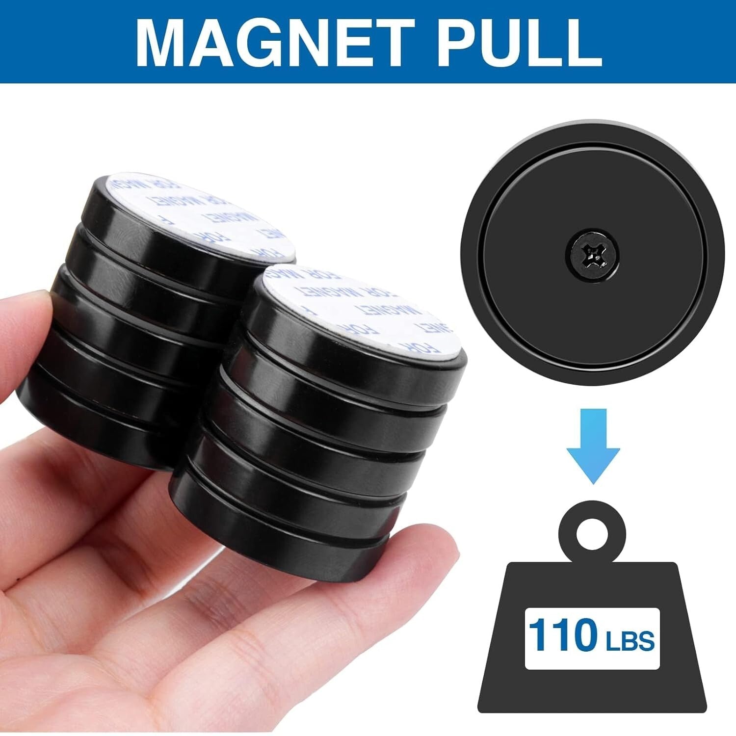 Strong 100 Pack Neodymium Magnets: 110 lbs Black with Screws for Versatile Use