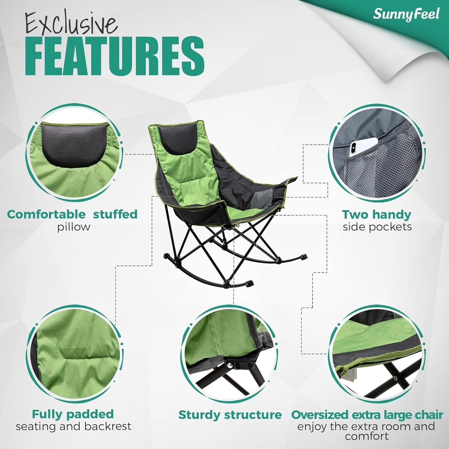 Lightweight Foldable Rocker Chair with 500 LB Capacity for Outdoor Adventures