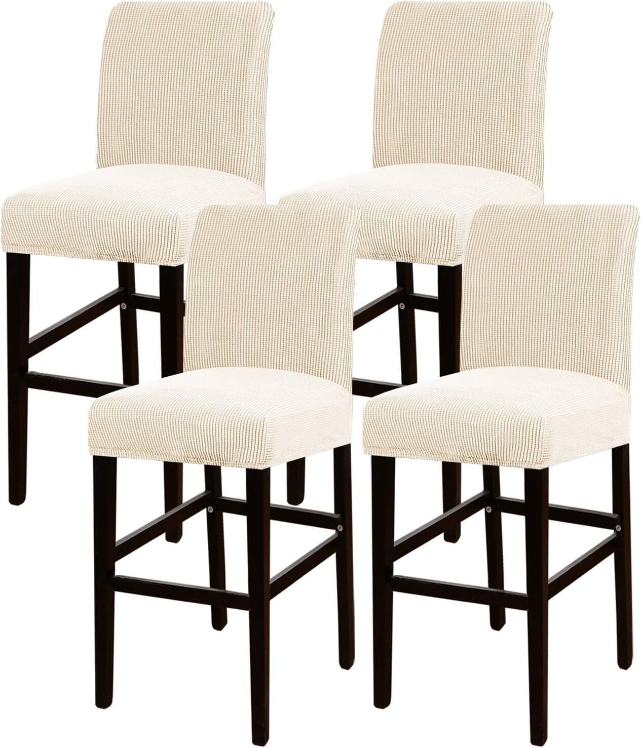 Durable Jacquard Fabric Stretch Barstool Covers - Effortless Elegance in 4 Pack