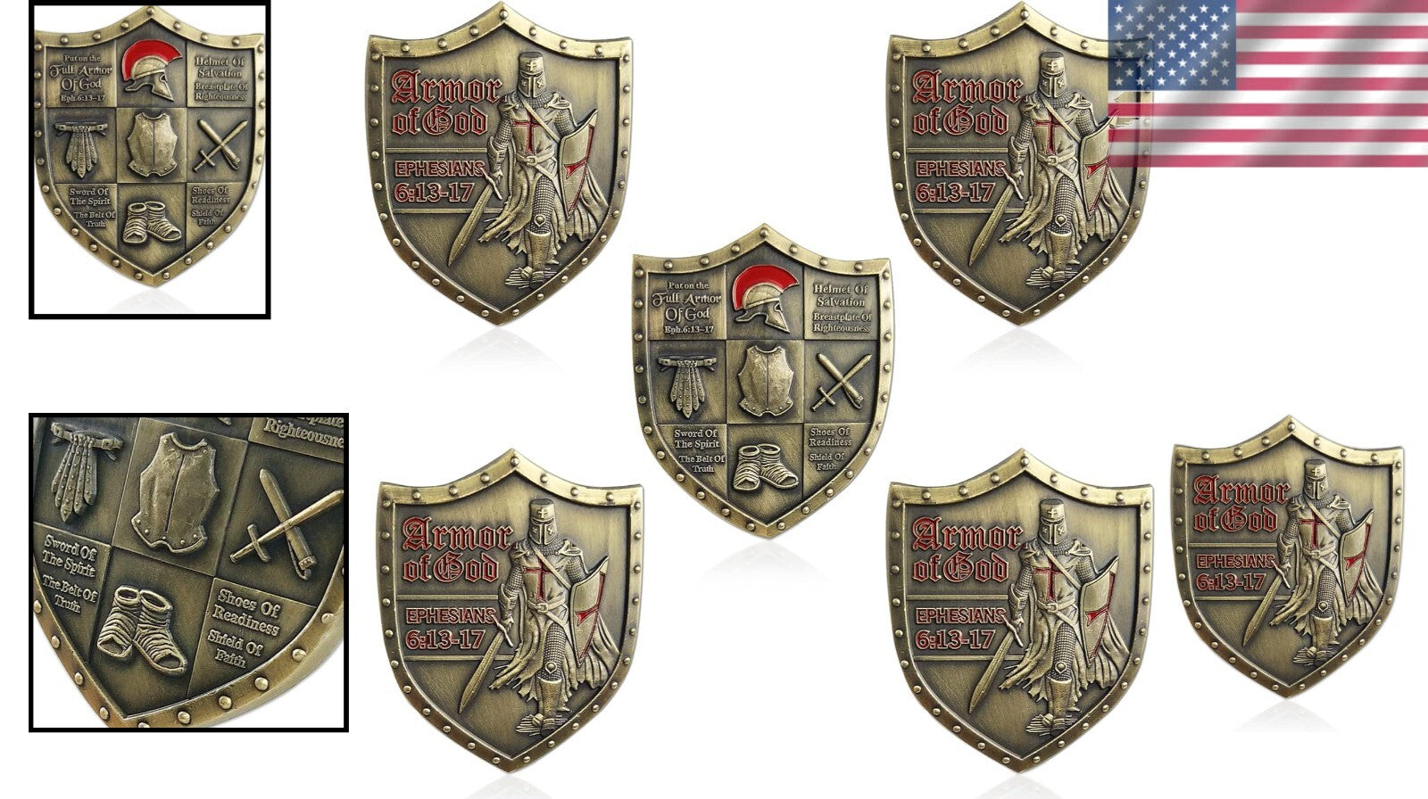 Military Appreciation Challenge Coins - Armor of God for Daily Faith Reminders
