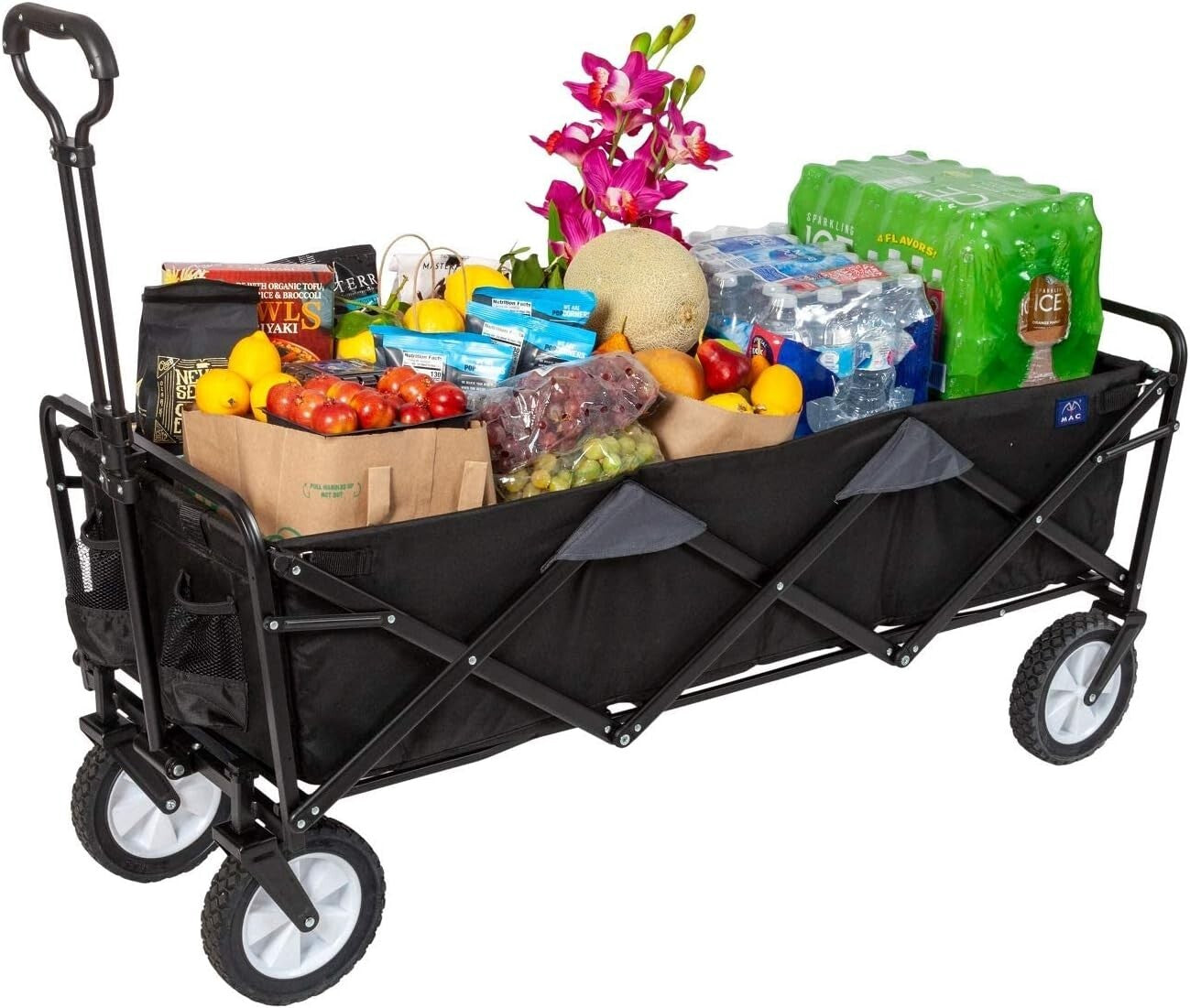 Durable Mac Sports Folding Utility Wagon with Adjustable Handle, 150 Lb Capacity