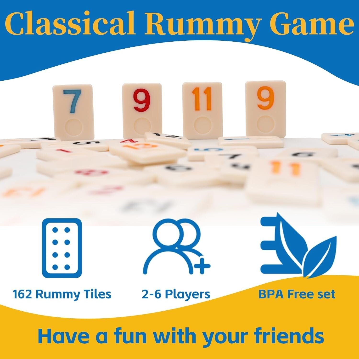 Cognitive Rummy Game Set Includes 162 Tiles, Racks & Storage Bag – Fun for All