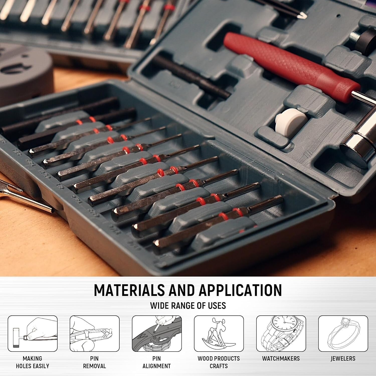 Versatile Steel Pin Punch Set with Hammer & Bench Block – Repair Tool Essentials