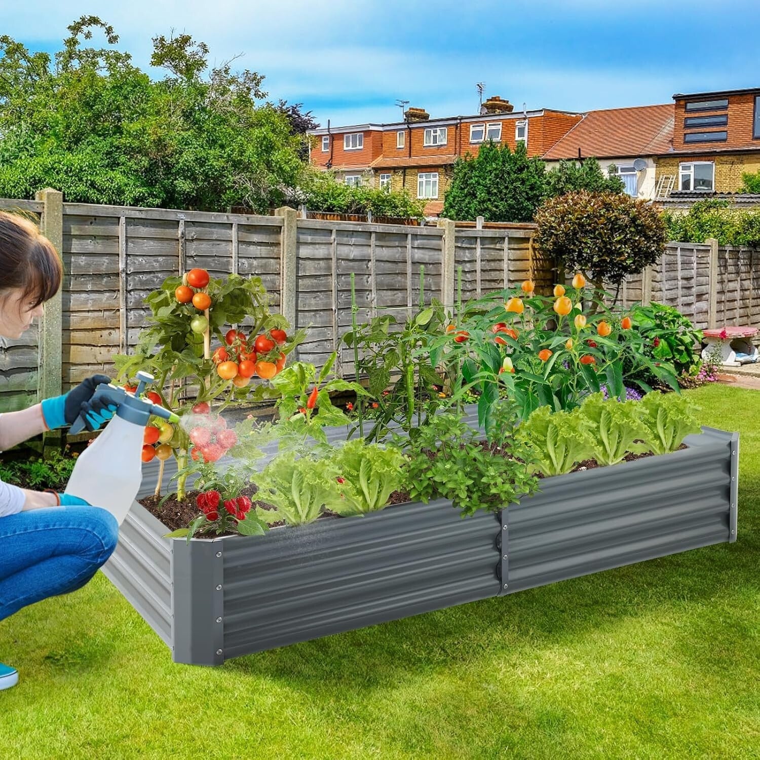 Easy Assembly 8×4ft Galvanized Raised Bed - Sustainable Outdoor Vegetable Garden