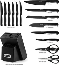 Load image into Gallery viewer, Stylish 15-Piece Non-Stick Knife Set with Built-In Sharpener - Ideal for Gifting