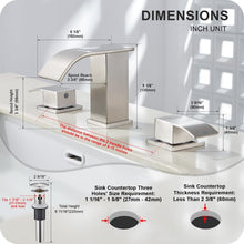 Load image into Gallery viewer, Sophisticated Brushed Nickel 8 Inch Waterfall Faucet with Easy Installation Kit