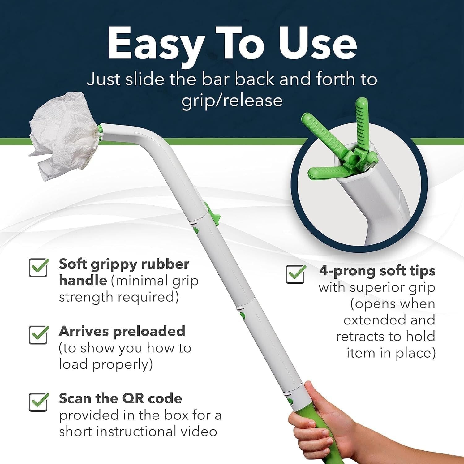 Versatile 20” Toilet Aid - Travel-Friendly Tool for Personal Care Independence