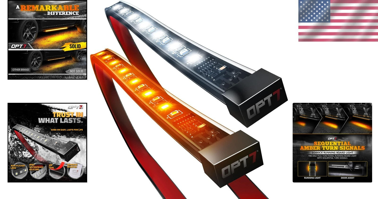 60-Inch LED Running Board Lights with Sequential Turn Signals for Trucks & SUVs